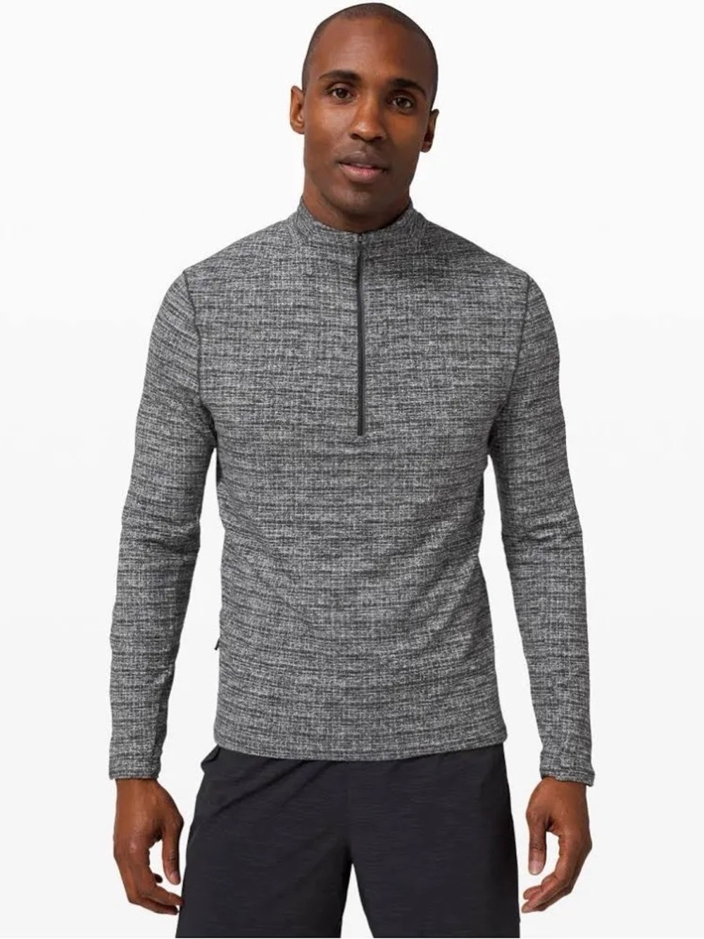 Lululemon Mens Surge Warm 1/2 Zip Running‎ Sweater Size Medium Grey/Black